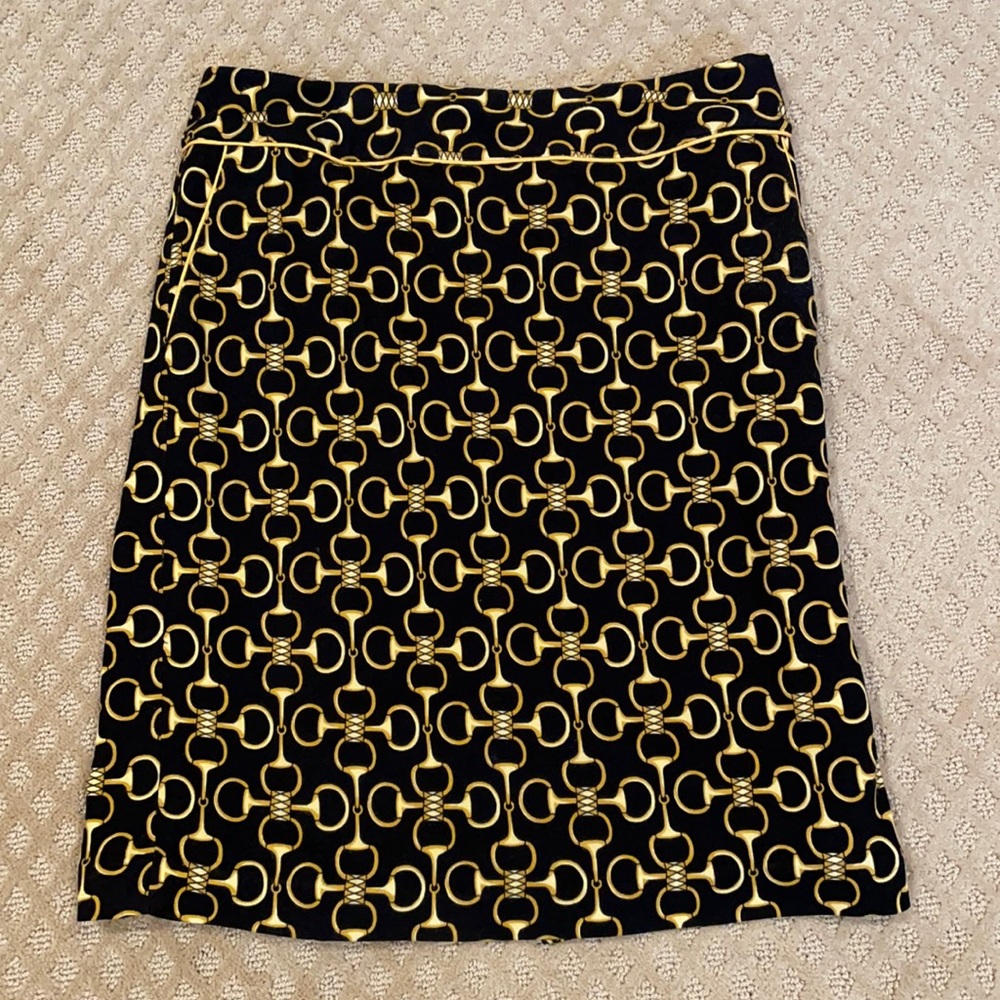 J. McLaughlin classic black/gold chain skirt Sz 4